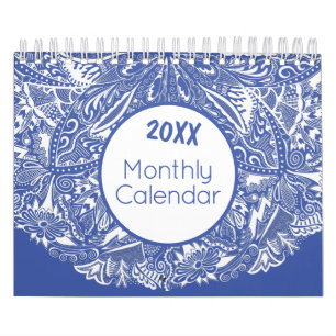 Elegante Mandala Art Colorful Blue Kalender