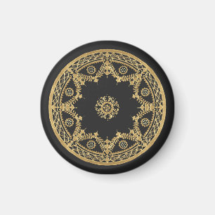 Elegante Mandala aus schwarz und gold Magnet