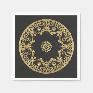 Elegante Mandala aus schwarz und gold Serviette