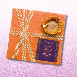 Elegante mandala diyas retroduale lila Diwali Quadratischer Aufkleber