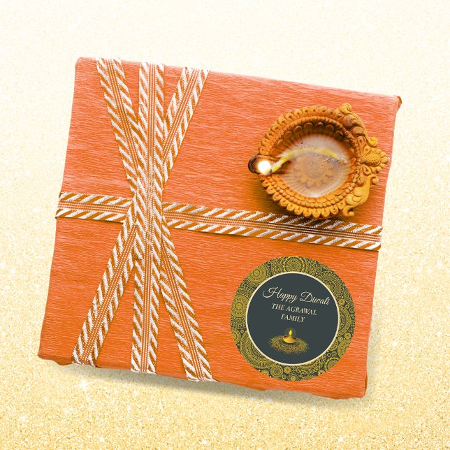 Elegante mandala diyas retrosus talli runder aufkleber (Von Creator hochgeladen)