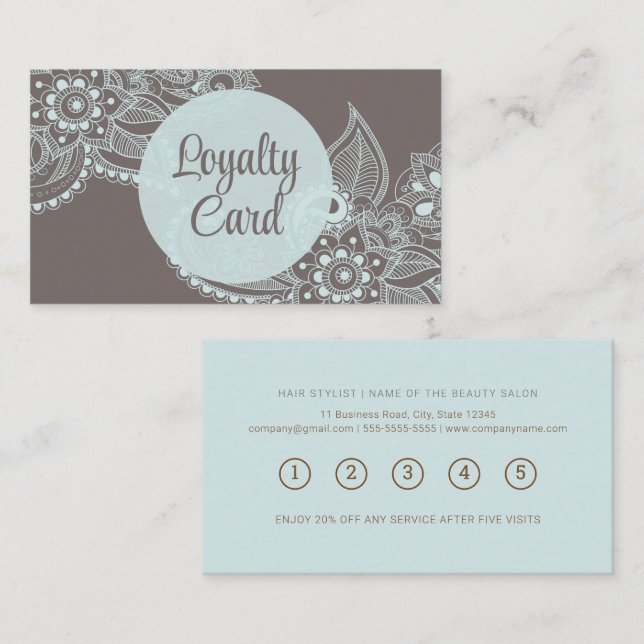 Elegante Mandala Loyalty Card Visitenkarte (Vorne/Hinten)