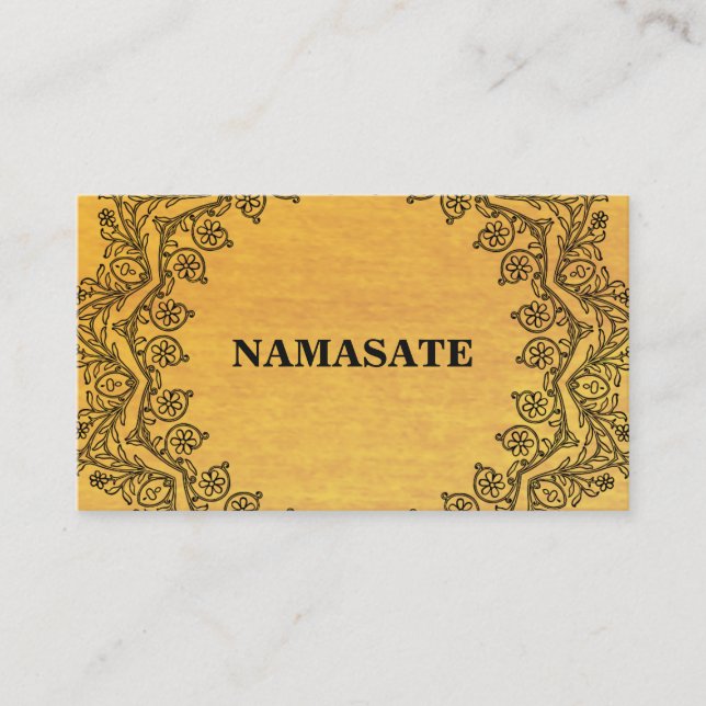 Elegante Mandala Namaste Gold Yoga Logo Kunst Visitenkarte (Vorderseite)