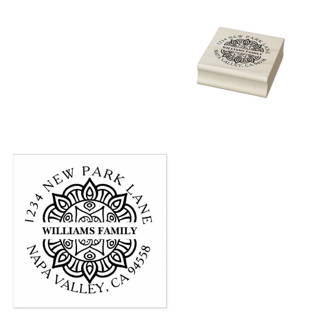 Elegante Mandala Rücksendeadresse Gummi Briefmarke Gummistempel (Stempel)