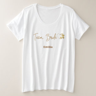 Elegante Mannschaft Braut Hot Pink Bridesmaid Brau Große Größe T-Shirt
