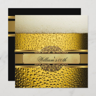 Elegante Mans Beer Black Gold Geburtstagsparty Men Einladung