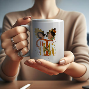 Elegante Manuskript-Dankeschön-Herbstlaub-Fotos Kaffeetasse