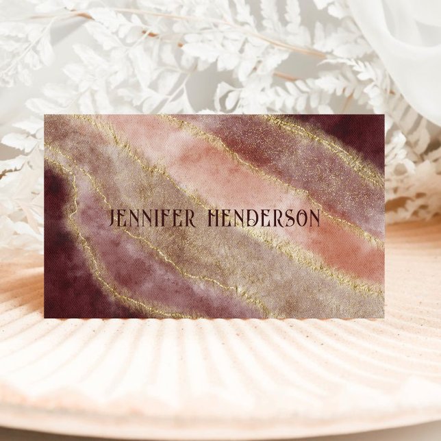 Elegante Marble Burgundy Pink Rose Gold Typografie Visitenkarte (Von Creator hochgeladen)