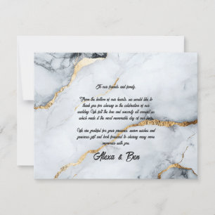 Elegante Marble Custom Wedding Danke Card Mitteilungskarte