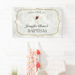 Elegante Marble Gold Baby Taufe Willkommen Banner