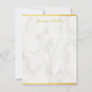 Elegante Marble Gold Handschrift Personalisiert Mitteilungskarte