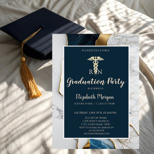 Elegante Marble Stone Gold Nurse Graduation Party Einladung