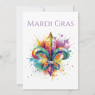Elegante Mardi Gras-Aquarelleinladung  Einladung
