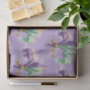Elegante Mardi Gras Farben Decoupage Seidenpapier