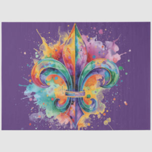 Elegante Mardi Gras Farben Decoupage Seidenpapier