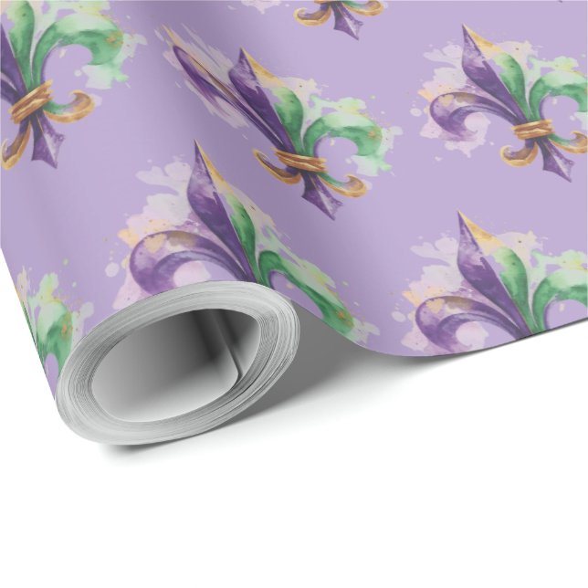 Elegante Mardi-Gras-Farben  Geschenkpapier (Rolleneckpunkt)