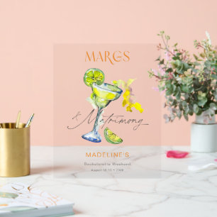 Elegante Margs & Matrimony Bachelorette Weekend Acrylschild