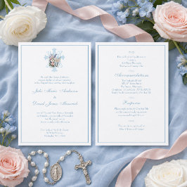 Elegante Marian Katholic Blue Wedding Einladung