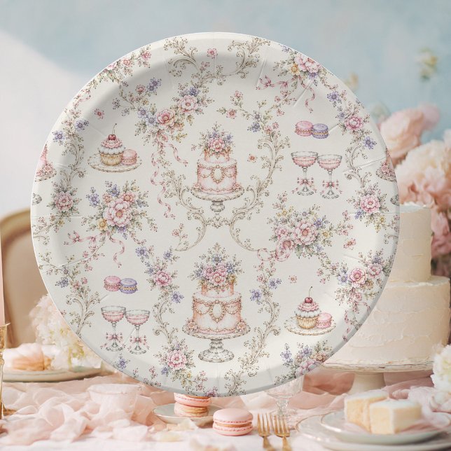 Elegante Marie Antoinette-Brautparty Pappteller (Von Creator hochgeladen)