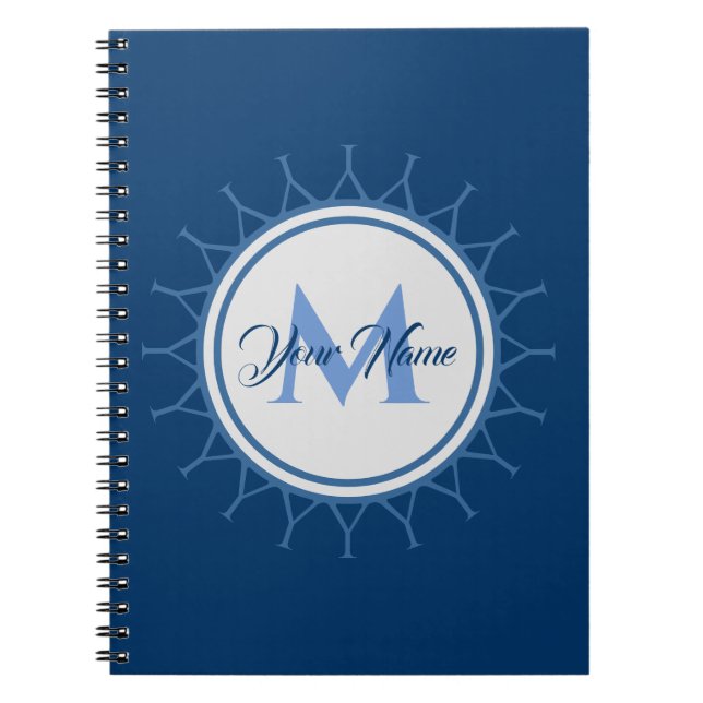 Elegante Marine Monogramm intensiv! Notizblock (Vorderseite)