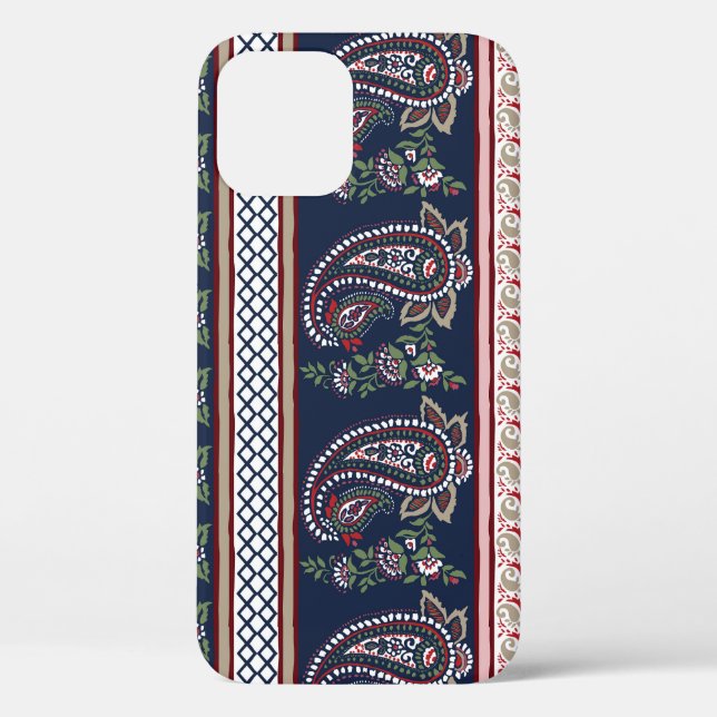 Elegante Marine Paisley: Zeitloses Grenzdesign Case-Mate iPhone Hülle (Rückseite)