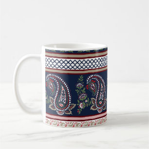 Elegante Marine Paisley: Zeitloses Grenzdesign Kaffeetasse