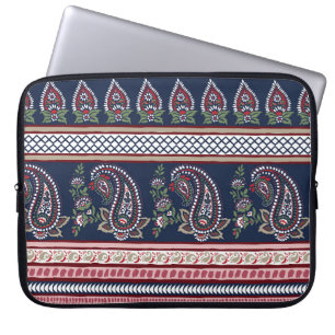 Elegante Marine Paisley: Zeitloses Grenzdesign Laptopschutzhülle