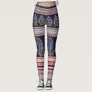 Elegante Marine Paisley: Zeitloses Grenzdesign Leggings