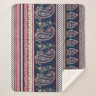Elegante Marine Paisley: Zeitloses Grenzdesign Sherpadecke