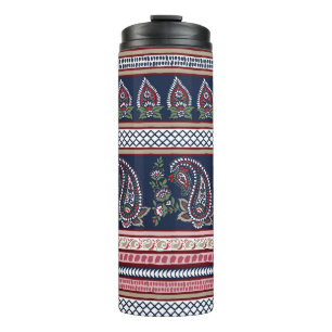 Elegante Marine Paisley: Zeitloses Grenzdesign Thermosbecher