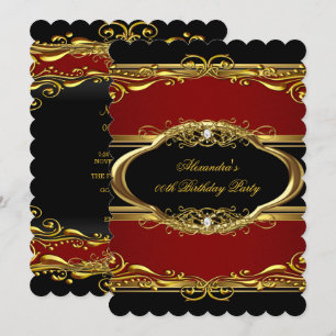 Elegante marine-rote schwarze goldene Geburtstagsf Einladung