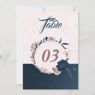 Elegante Marine & staubige Rose Tischnummer