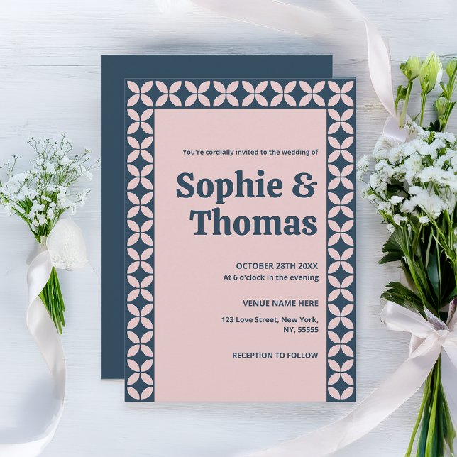 Elegante Marine und Blush Pink Einladung (Von Creator hochgeladen)