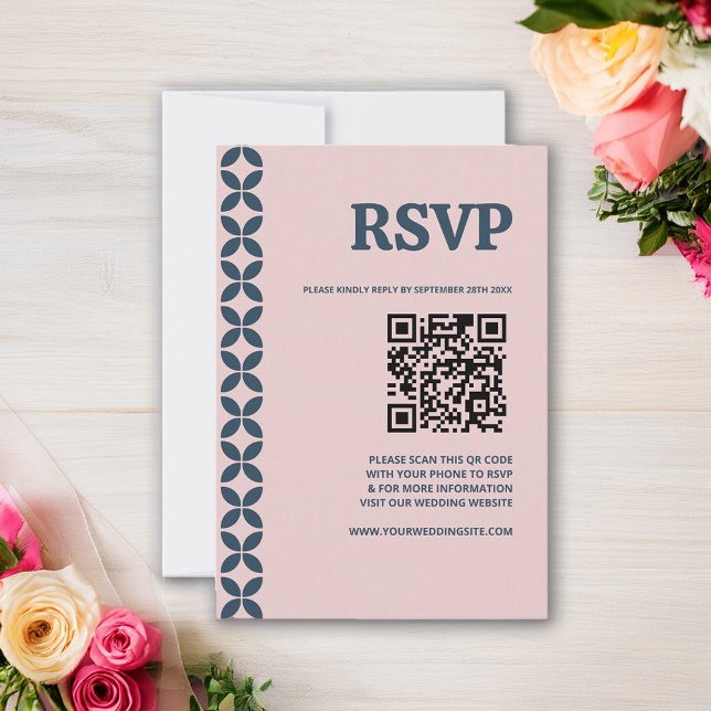 Elegante Marine und Blush Pink RSVP Karte (Von Creator hochgeladen)