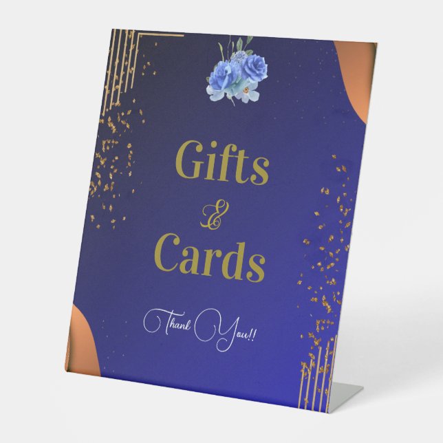 Elegante Marine und Burnt Orange | Karten und Gesc Sockelschild (Vorderseite)