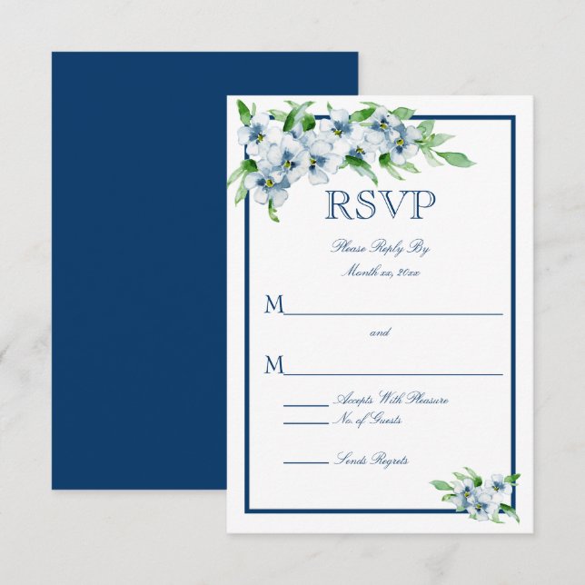 Elegante Marine und White, Wedding RSVP Karte (Vorne/Hinten)