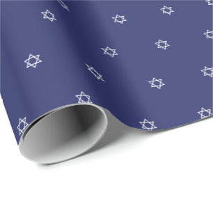 Elegante Marineblau in Blau und Weiß Star des Davi Geschenkpapier