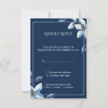 Elegante marineblaue Blumen-Hochzeits-RSVP-Karte