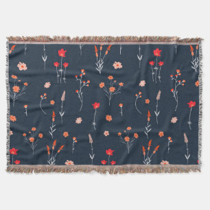 Elegante marineblaue Blumen-Wurfdecke Decke