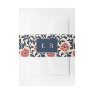 Elegante marineblaue Blumeninitialen Einladungsbanderole