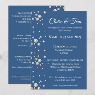 Elegante marineblaue Hochzeitseinladung Einladung