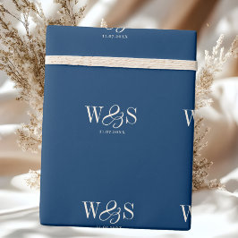 Elegante marineblaue Hochzeitspaare Geschenkpapier