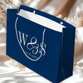 Elegante marineblaue Hochzeitspaare Große Geschenktüte