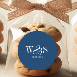 Elegante marineblaue Hochzeitspaare Runder Aufkleber