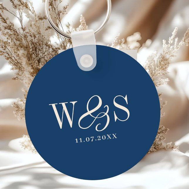 Elegante marineblaue Hochzeitspaare Schlüsselanhänger (Von Creator hochgeladen)