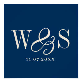 Elegante marineblaue Paare Hochzeit Poster