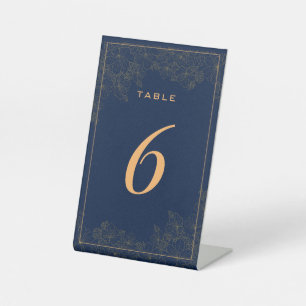 Elegante marineblaue subtile Blumenelemente-Tischn Sockelschild