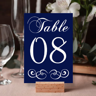 Elegante marineblaue und weiße Hochzeitstisch-Numm Tischnummer