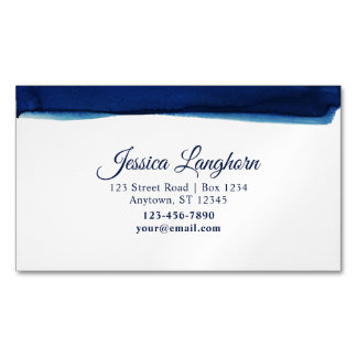 Elegante marineblaue Wasserfarben-Papeterie mit in Magnetische Visitenkarte