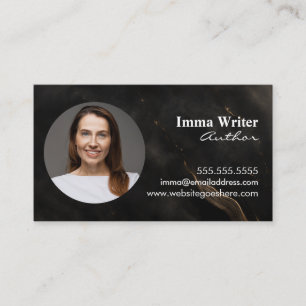 Elegante Marmor-Autorenkontakt-Foto und QR-Code Visitenkarte